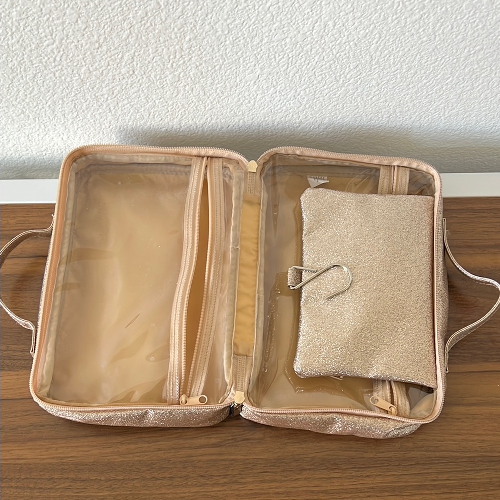 Tender Love + Carry Gold Cosmetic Bag with Shimmer Finish - Picture 3 of 7